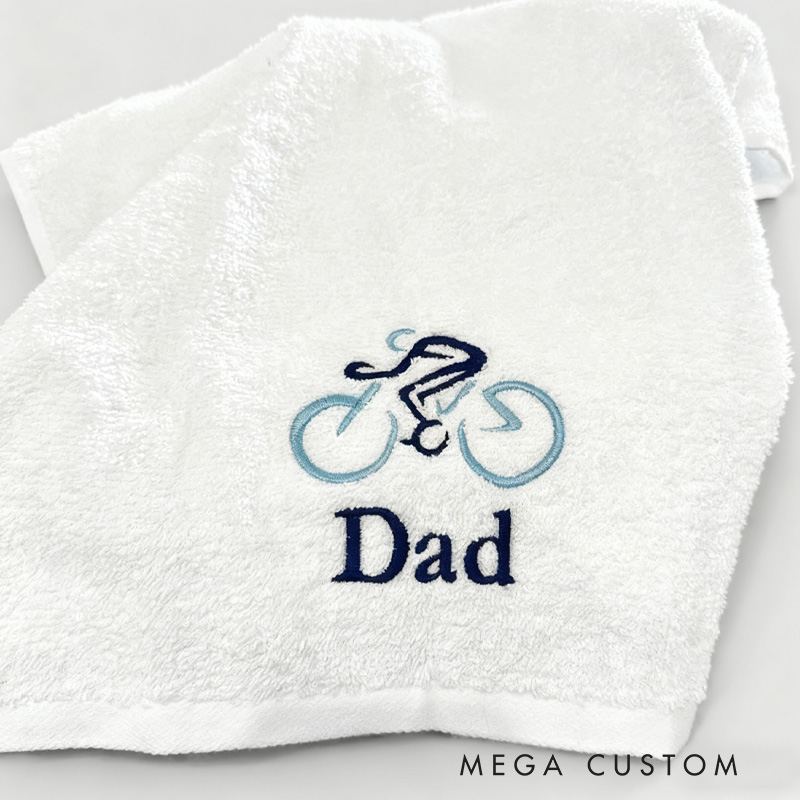 Personalized Embroidered Bicycle Towel Name with Sports Towel Gift for Triathletes Cyclist