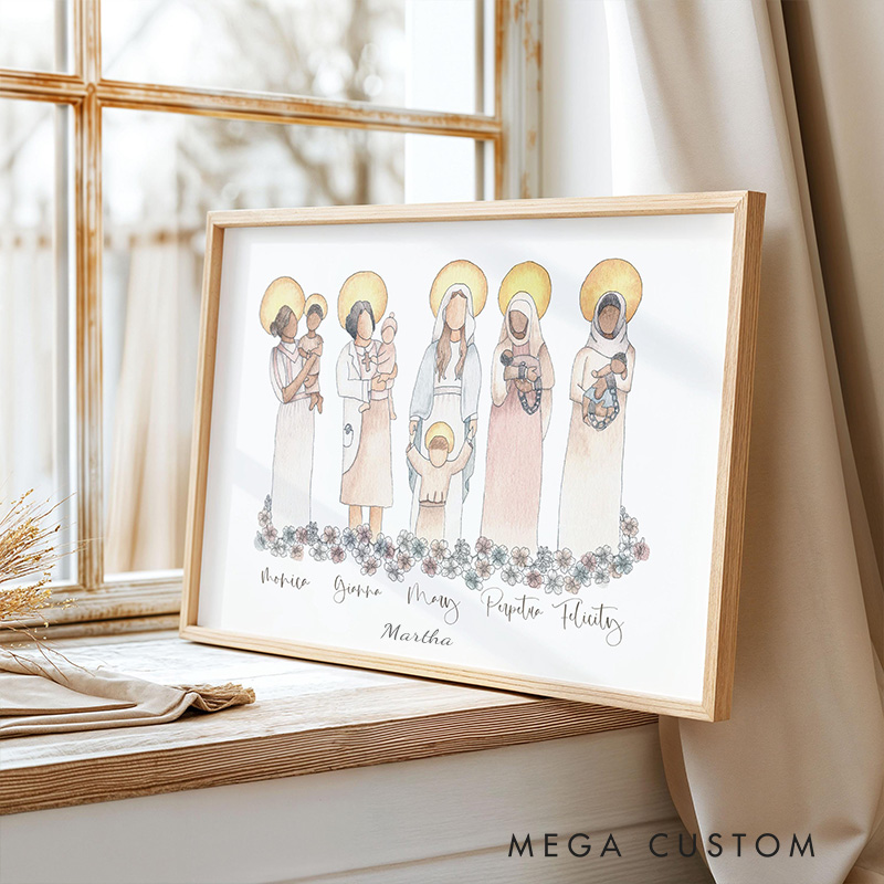 Personalized Mom Saints Frameless Poster with Name Wall Decor Home Decor Religious Gift Catholic Gift