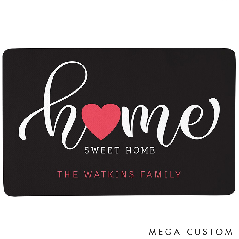 Personalized Welcome Door Mat Custom Family Name Home Sweet Home Indoor Outdoor Decor Housewarming Gift for New Home