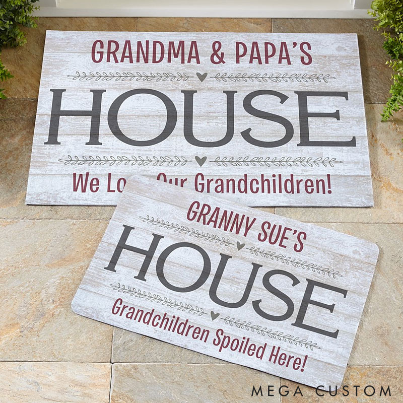 Personalized Grandparents Welcome Door Mat Custom Family Name House Mat Indoor Outdoor Decor Housewarming Gift for New Home