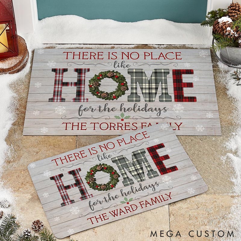 Personalized Holiday Door Mat Custom Family Name Welcome Mat Indoor Outdoor Decor Housewarming Gift for New Home