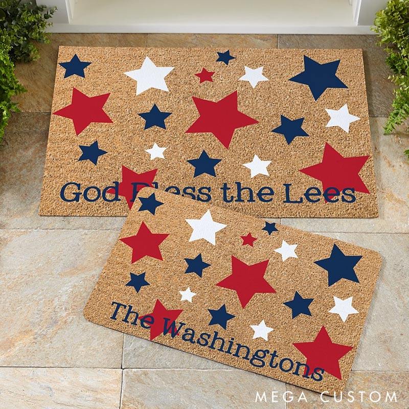 Personalized Star Door Mat Custom Family Name Welcome Mat Indoor Outdoor Decor Housewarming Gift for New Home