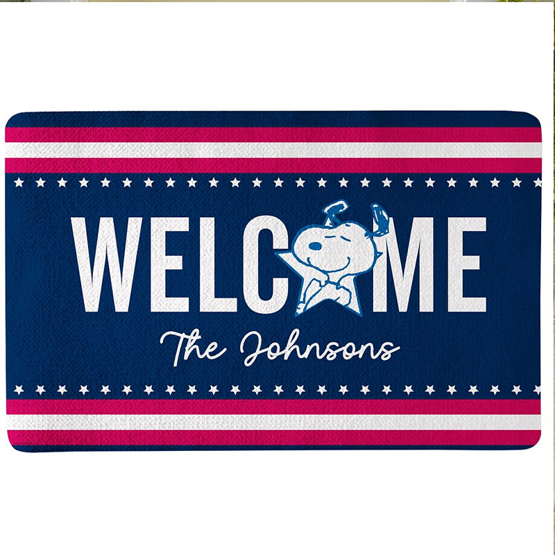 Personalized Welcome Door Mat Custom Family Name Patriotic Mat Indoor Outdoor Decor Housewarming Gift for New Home