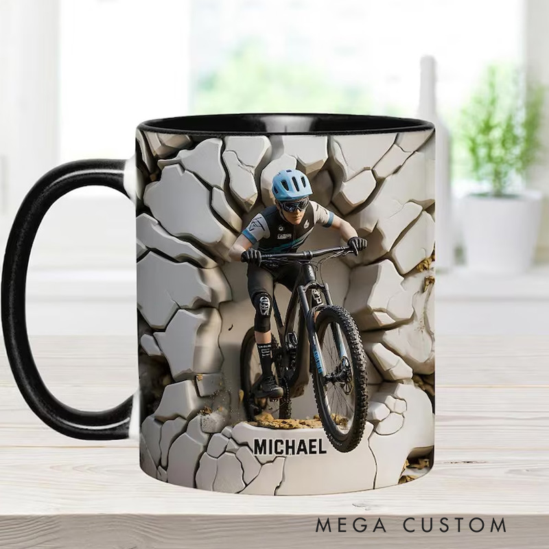Personalized Dirt Bike Accent Mug Biker Accent Mug Bike Racer Coffee Cup Gift for Men for Cycling Lovers