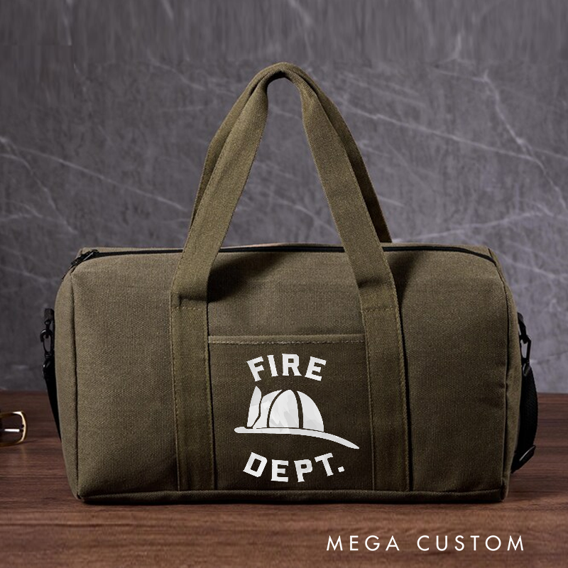 Firefighter Travel Canvas Bag with Fire Department Helmet Design Gift for Firefighters