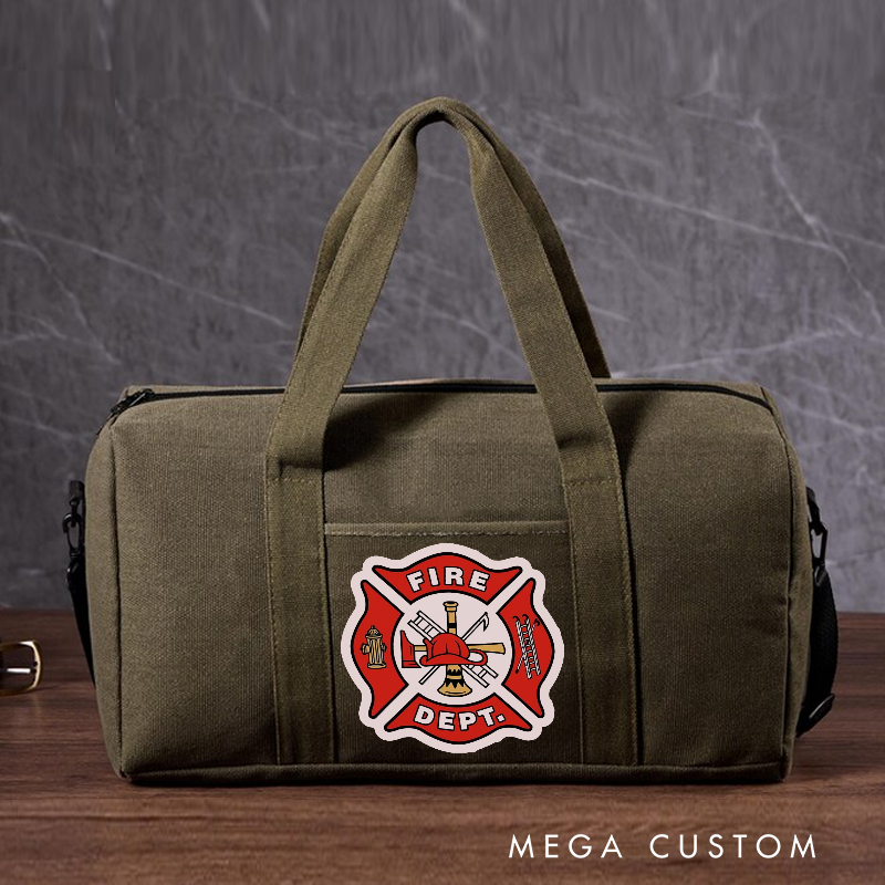 Firefighter Travel Canvas Bag with Classic Maltese Cross Fire Department Design Gift for Firefighters