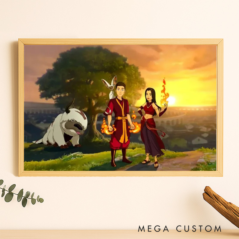 Personalized Cartoon Anime Couple Portrait Wall Art For Couples Anniversary Poster Without Frame Custom Art Lover Gift Custom Portrait