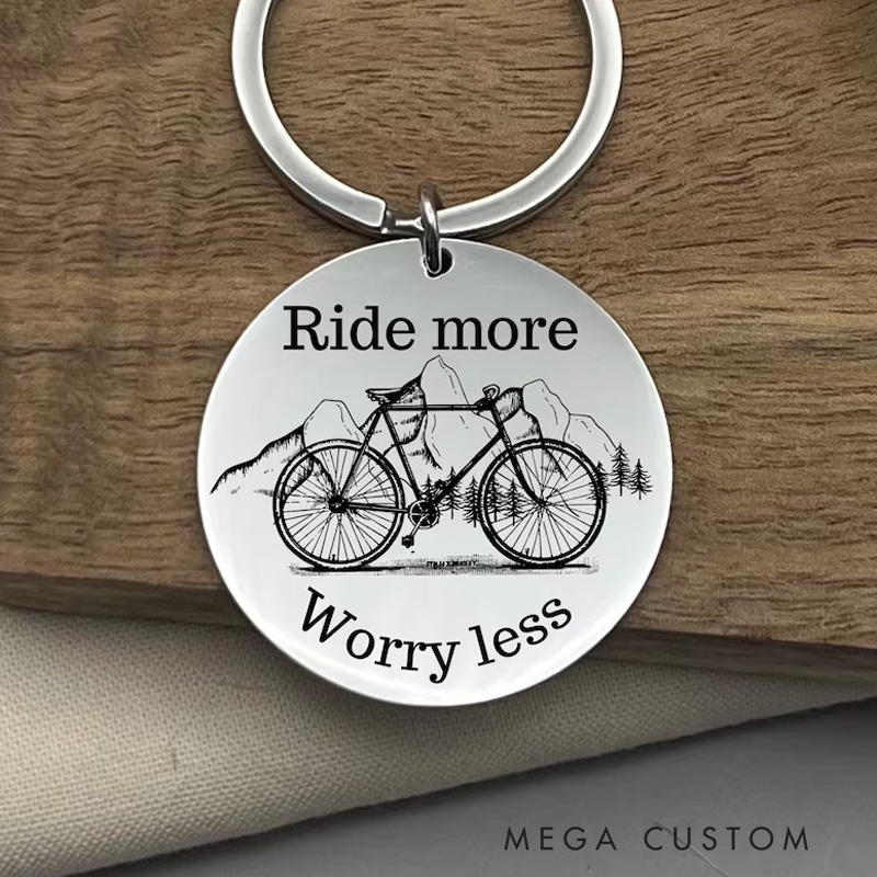 Personalized Adventure Lover Stainless Steel Keychain Gift for Cyclist or Biker Inspirational Keepsake