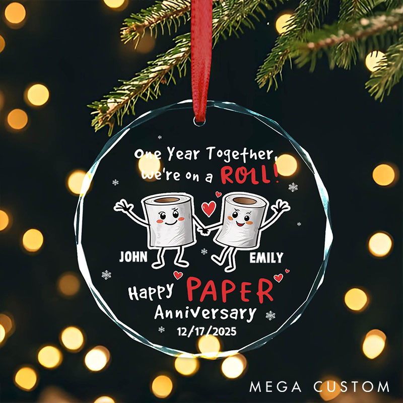 Personalized Couple Paper Anniversary Ornament Custom Couple Celebrating One Year Together Ornament 1st Anniversary Decor for Husband Wife