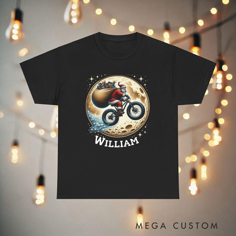 Personalized Speedy Delivery Christmas Santa Biking Tee Bicycle Tshirt Cycling Cyclist