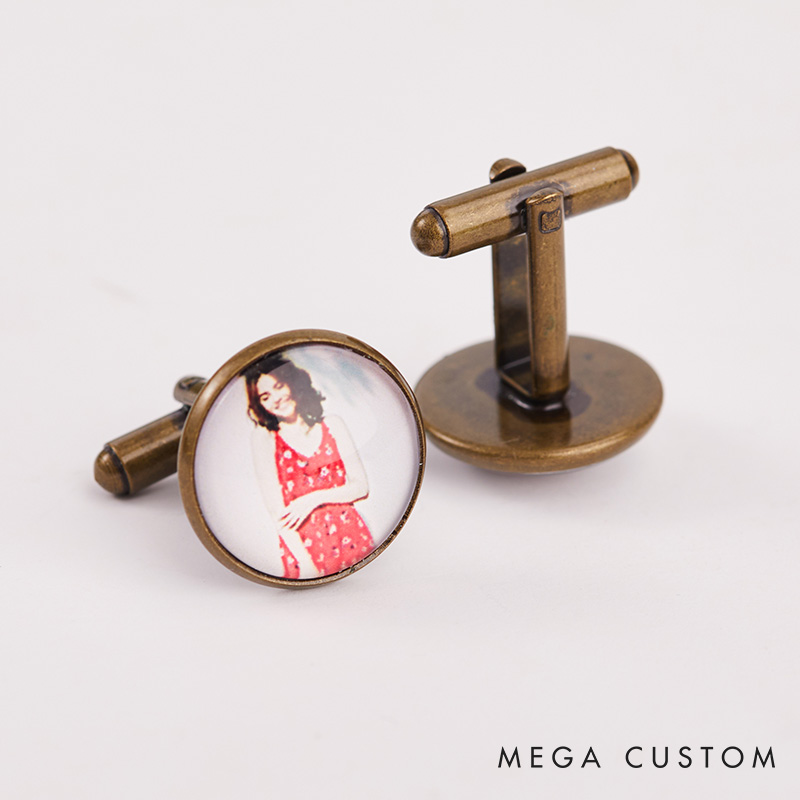 Personalized Photo and Message Cufflinks Custom Groom Groomsmen Wedding Cufflinks Photo Cufflinks for Husband Valentine Gift for Him