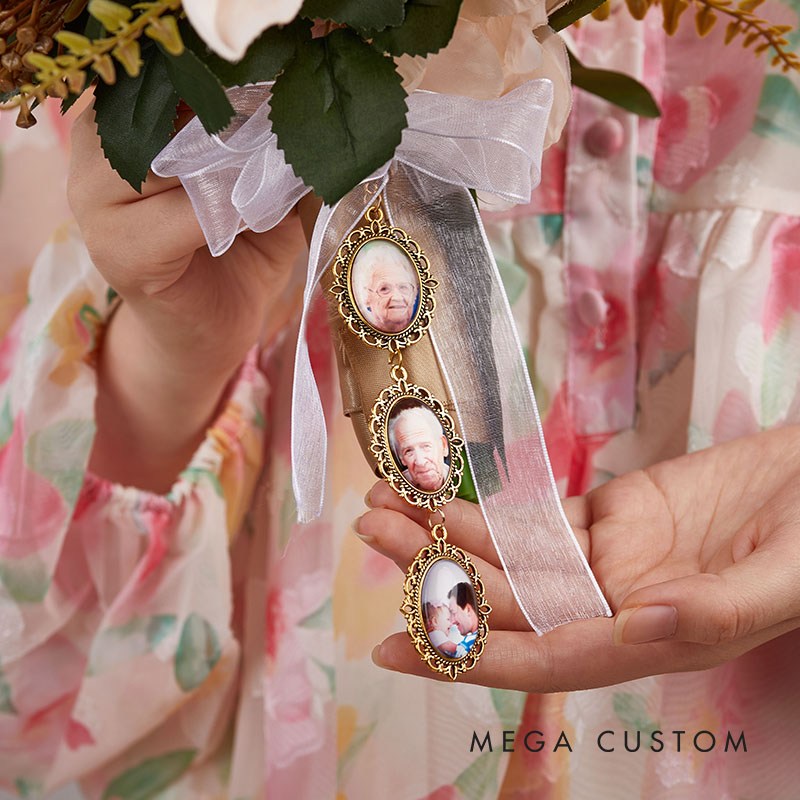 Personalized Wedding Bride Bouquet Photo Charm Custom Wedding Charm for Bride from Mother Father Grandparents Bridal Shower Party Gift Bridal Keepsake