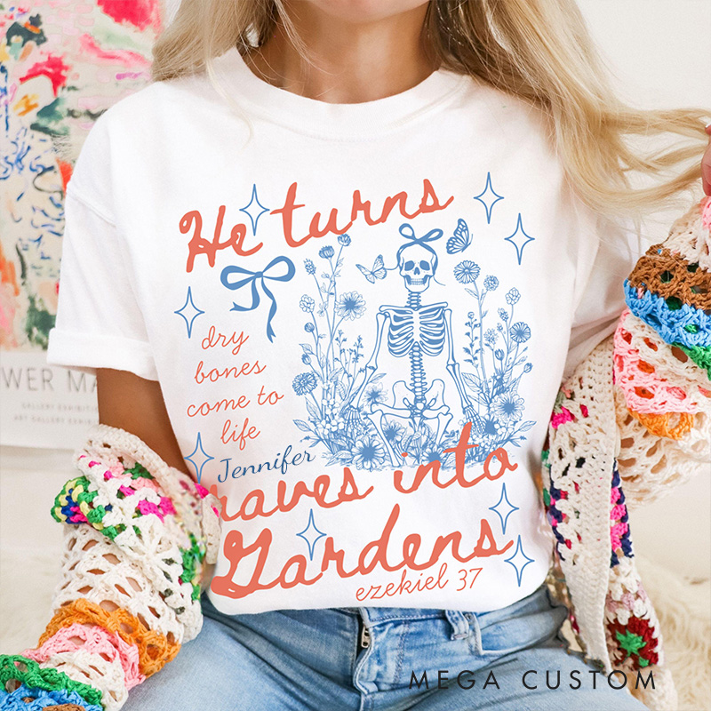 Personalized Skeleton Bible Verse Classic T-Shirt with Name Religious Gift Halloween Gift for Christian Women