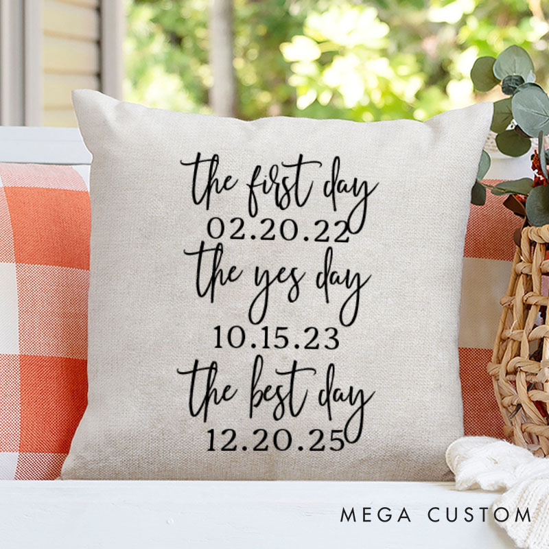 Personalized Couple The First Day The Yes Day The Best Day Pillow Newlyweds Wedding Engaged Pillow Bridal Shower Gift for Bride Groom