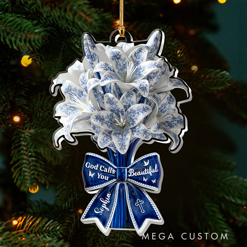 Personalized Floral God Calls you Beautiful Acrylic Ornament with Name Religious Gift for Women and Girls