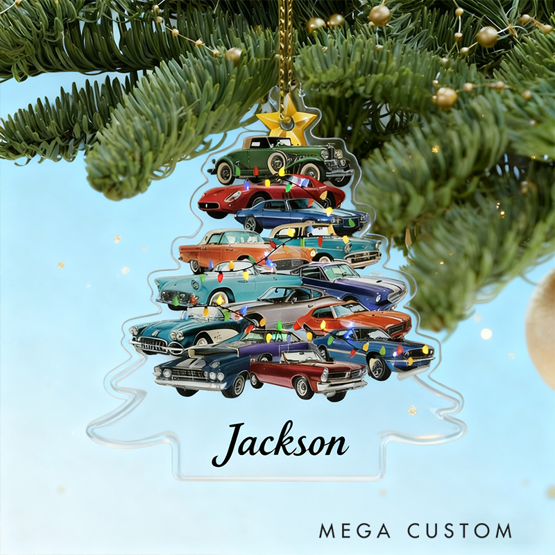 Personalized Muscle Car Christmas Ornament Custom Car Tree Decoration Gift for Racers and Car Lovers