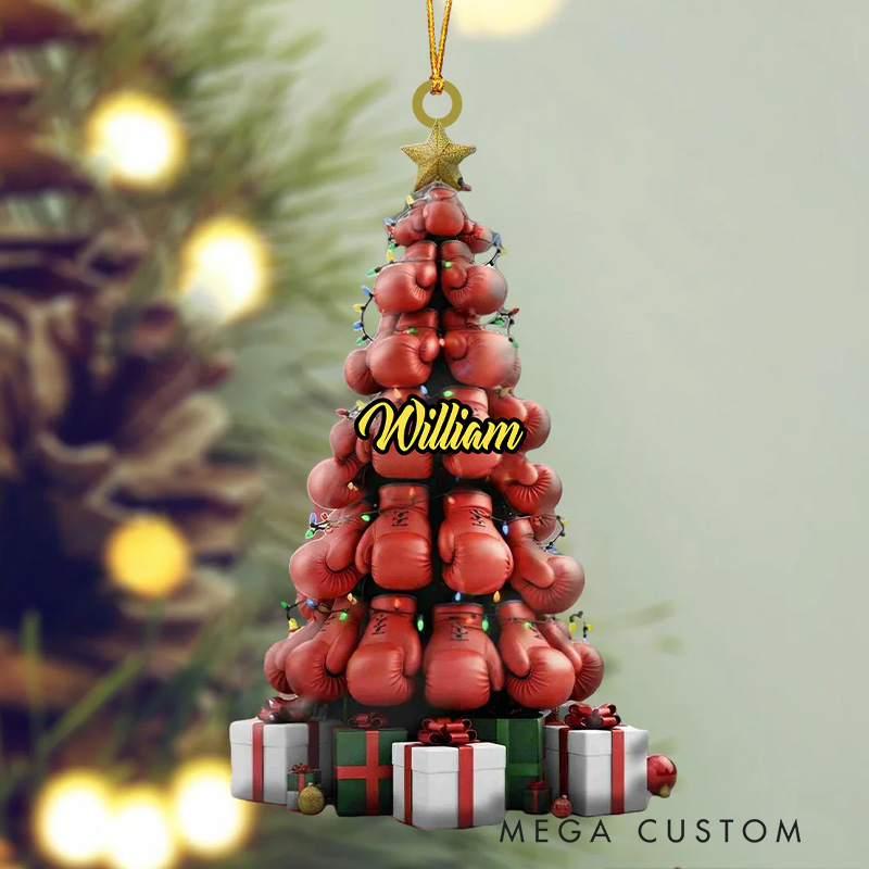 Personalized Boxing Gloves Tree Ornament Gifts For Boxing Lovers Gym Lovers Fitness