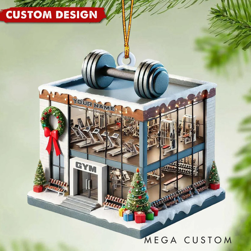 Personalized Gym Christmas Ornament with Dumbbell Gift For Fitness Lovers
