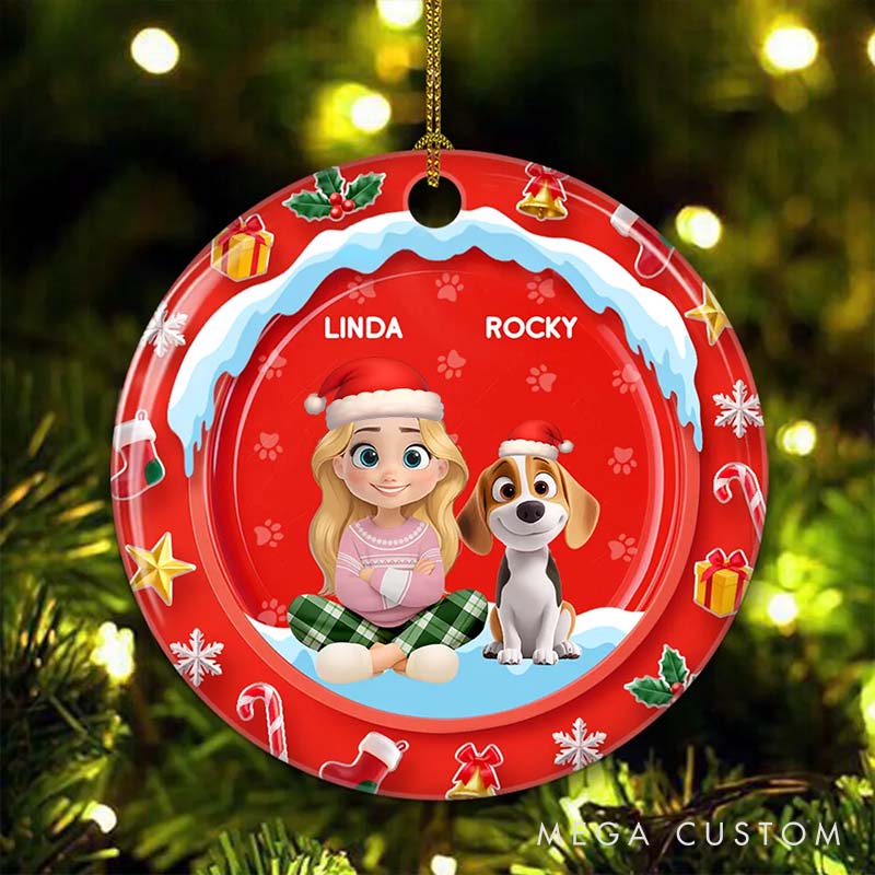 Personalized Dog Lover Under the Mistletoe Christmas Ornament 