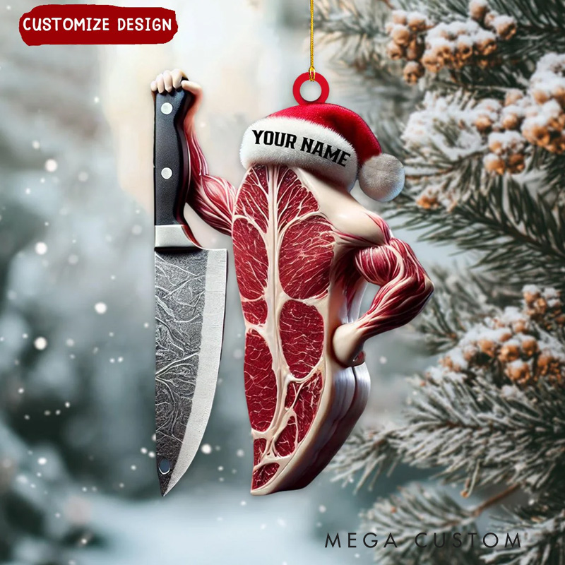 Personalized Weight Lifting Meat Muscle Fitness Christmas Ornament Gift for Gym Lover