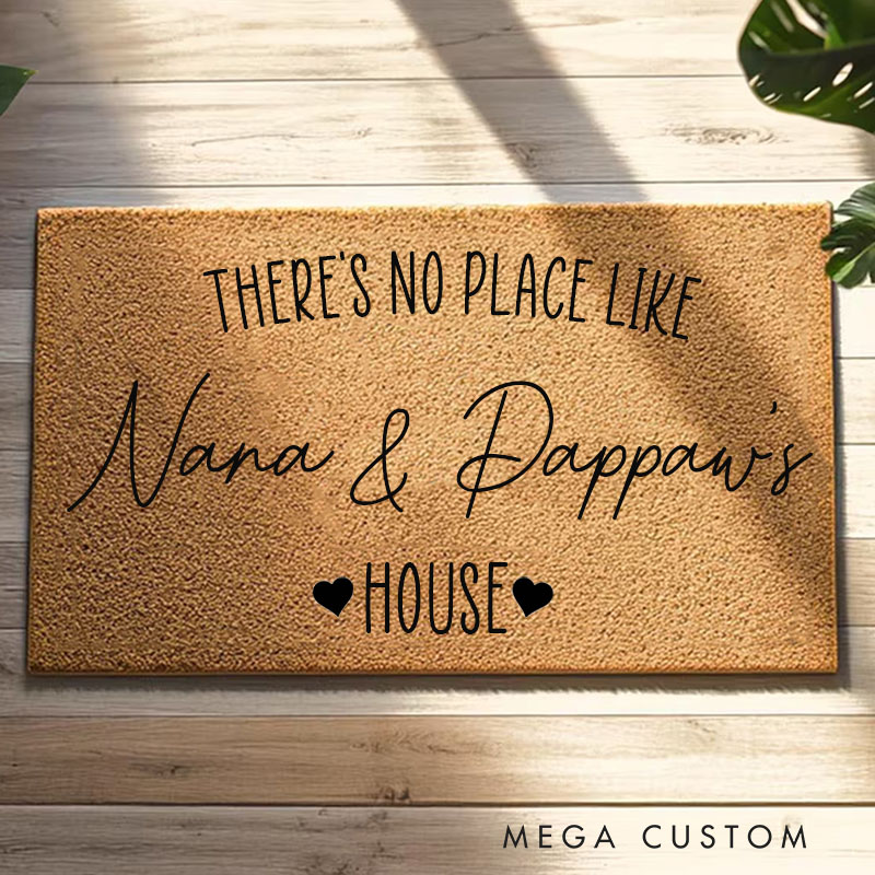 Personalized There's No Place Like Nana and Pawpaw's House Doormat Custom Family Rug Housewarming Gift Decorative Indoor Outdoor Durable Mat