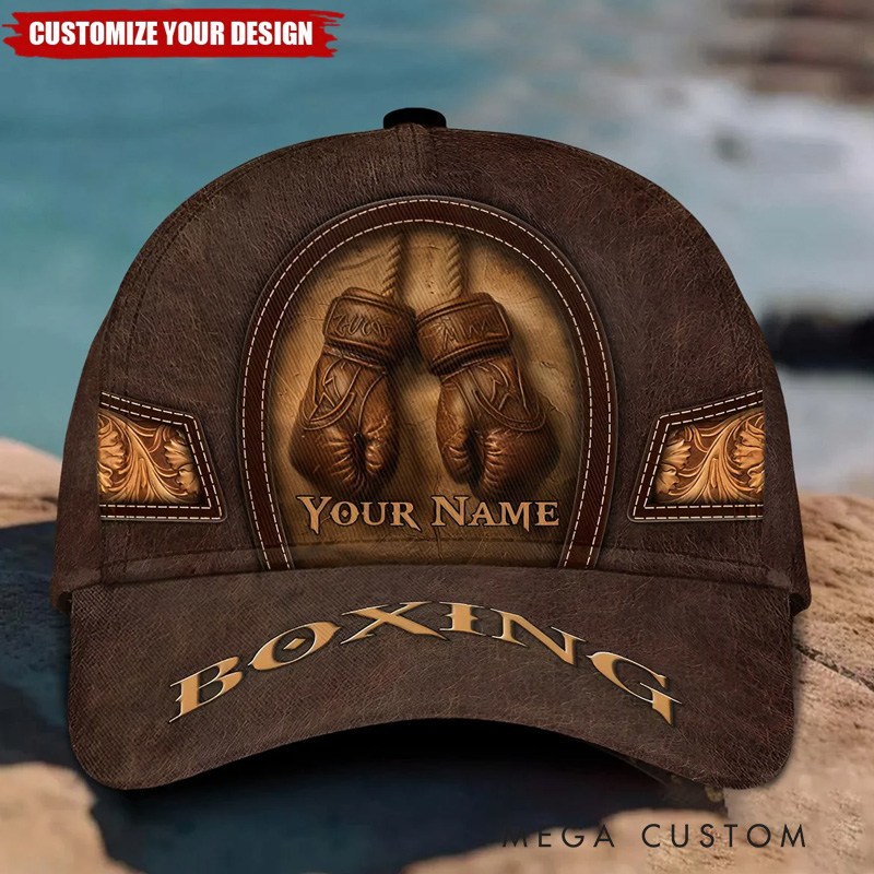 Personalized Boxing Gloves Classic Cap with Name Cross Baseball Cap for Fitness Gym Lovers