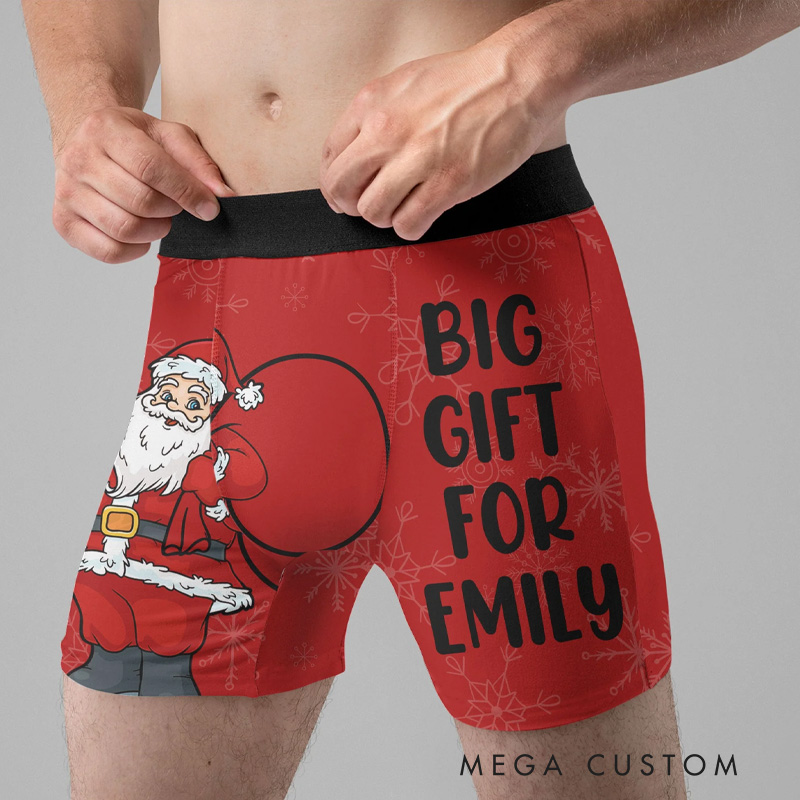 Personalized Mens Boxer Briefs Fitness Muscle Santa Christmas Funny Husband Boyfriend Gym Lovers