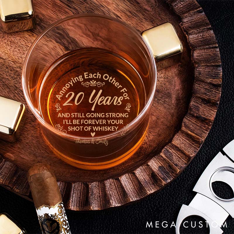 Personalized Anniversary Whiskey Glass Annoying Each Other for Years Glass Couple Anniversary Gift Whiskey Glass