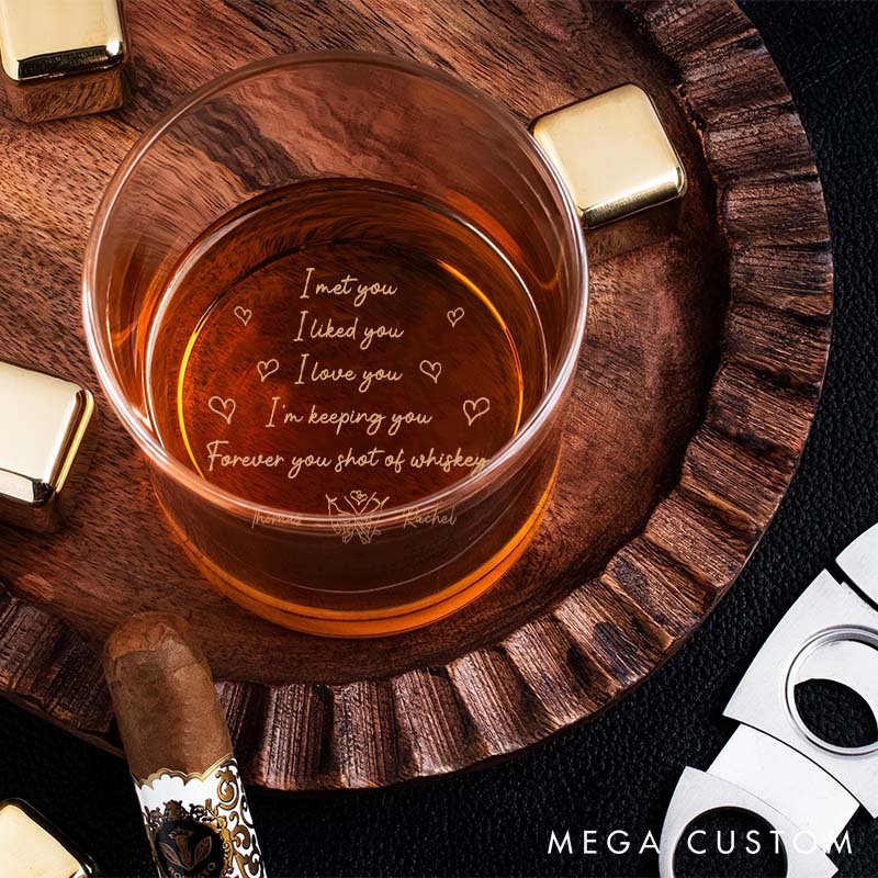 Personalized Couple Whiskey Glass I Met You I Loved You I'm Keeping You Romantic Gift Couple Whiskey Glass for Husband Wife Boyfriend Girlfriend