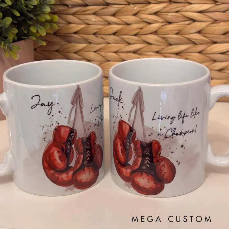 Personalized Boxing Gloves Mug Custom Sports Gift for Fitness Gym Lovers