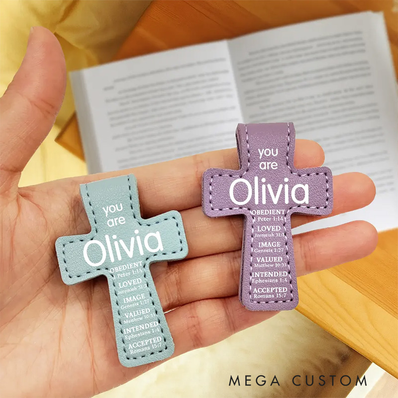 Personalized you are Bible Verse PU Leather Magnetic Bookmark Clip with Name Reader Gift Back to School Gift for Christians Bookworms