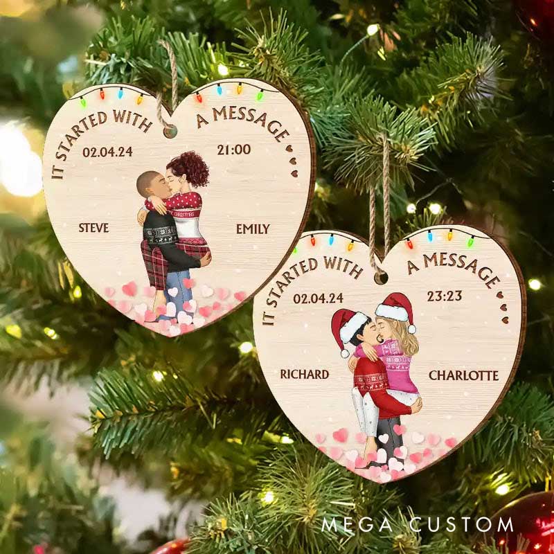 Personalized Wooden Heart Couple Christmas Ornament Decoration The Year I Found My Missing Piece Custom Gift for Couple