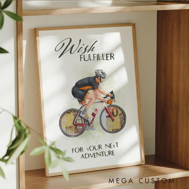 Personalized Bicycle Wish Granter Cash Gift for Cyclists Gift for Cyclists  for Birthdays of Men for Riding Cycling Lovers