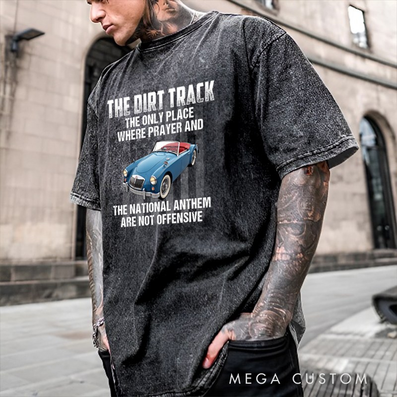 Personalized Washed Racing T-Shirt Custom Car Graphic Vintage Style Gift for Car Lovers and Racers