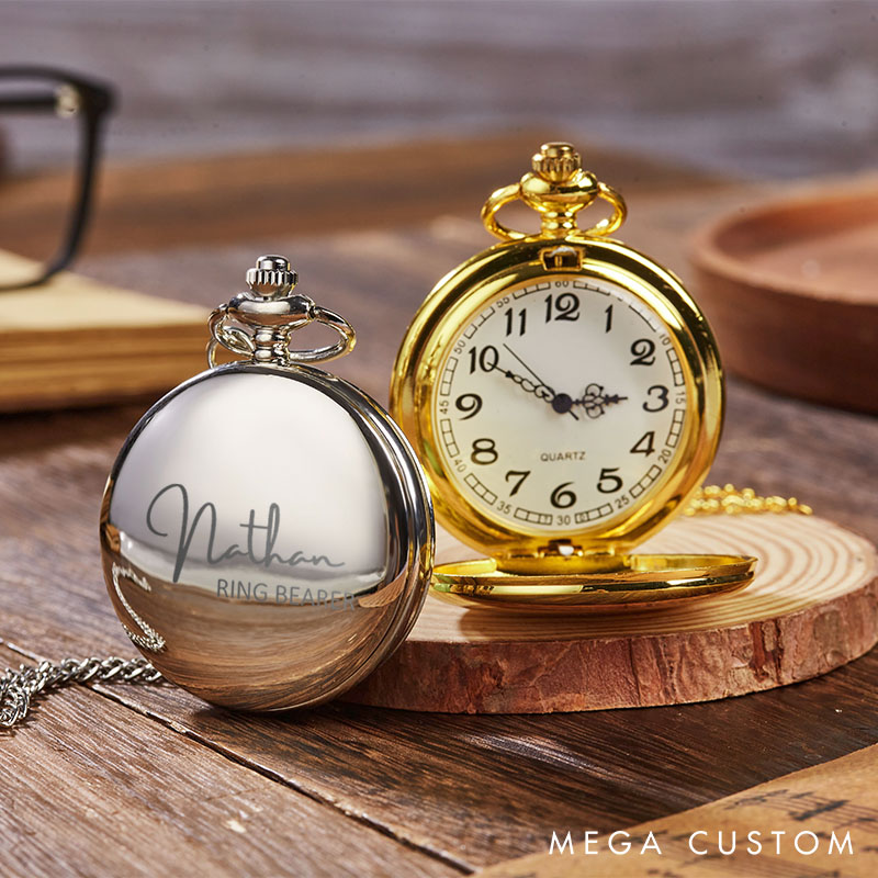 Personalized Engraved Wedding Pocket Watch Best Man Pocket Watch Groomsmen Proposal Gift Idea Men’s Bachelor Favors Pocket Watch