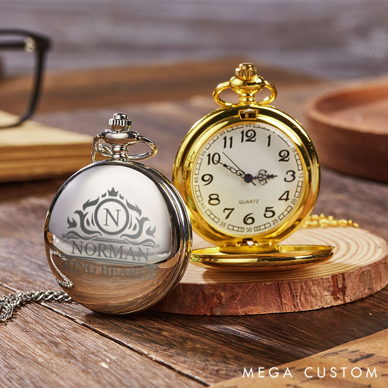 Personalized Classic Pocket Watch with Chain Custom Groomsmen Gift for Weddings Engraved Men’s Pocket Watch for Groom Groomsman
