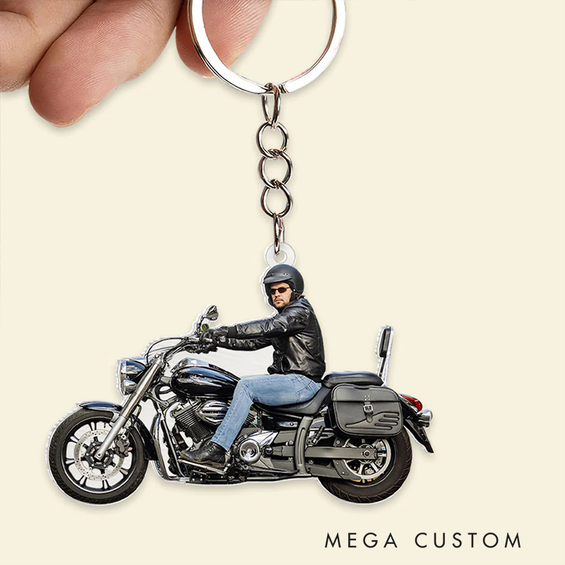 Personalized Acrylic Keychain Custom Motorcycle Photo Keychain Gift for Motorcyclist and Motocross Lovers