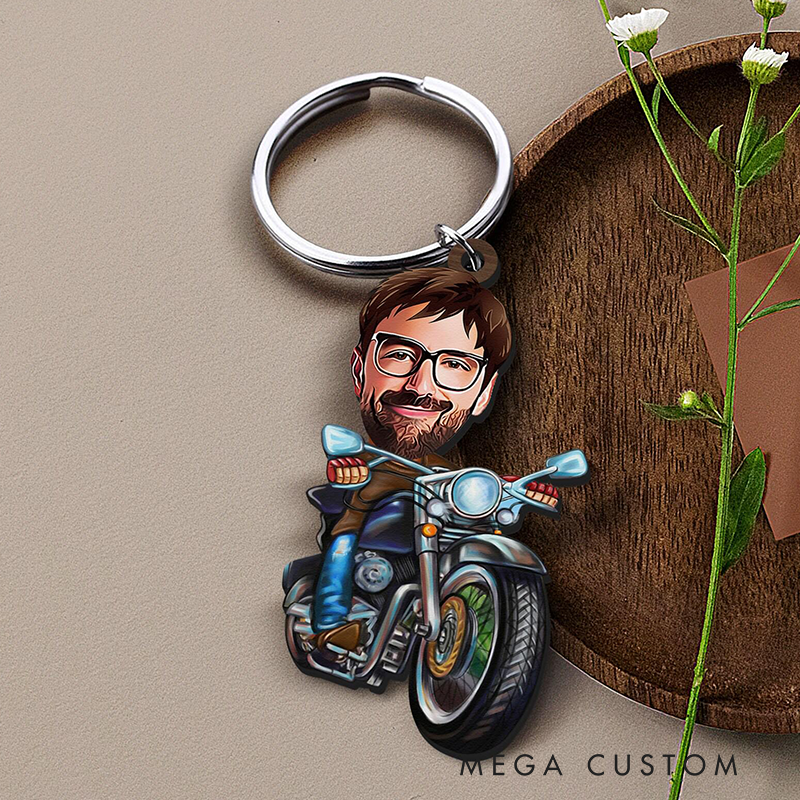 Personalized Acrylic Keychain Custom Motorcyclist Caricature Keychain Gift for Motorcyclist and Motocross Lovers