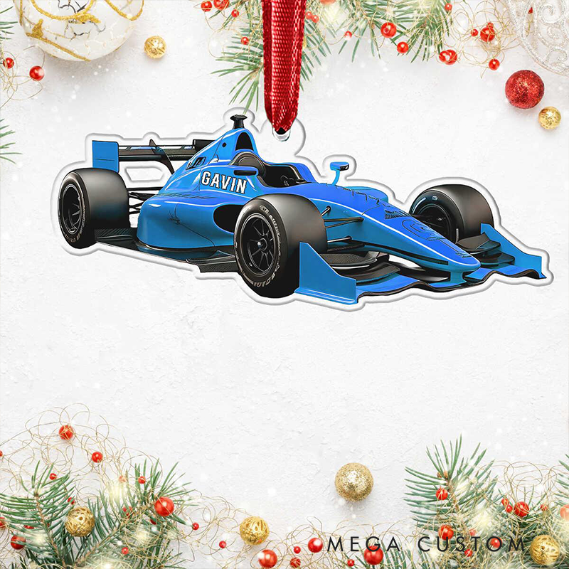 Personalized Racing Car Christmas Ornament Custom Name Acrylic Gift for Racers and Kart Lovers