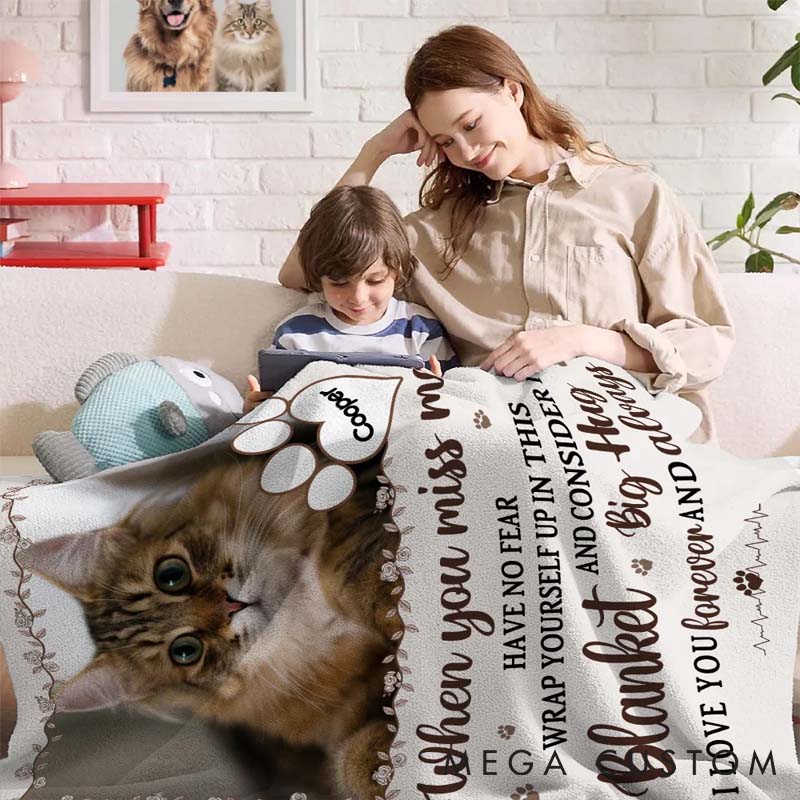 Personalized Pet Lover Miss Me No Fear Paw Throw Blanket