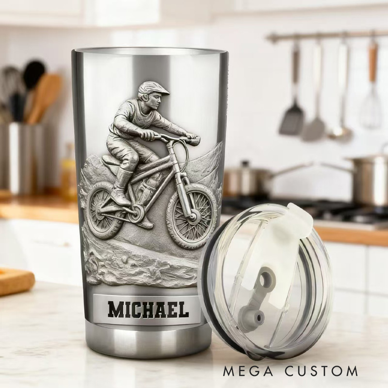 Personalized Cycling Metalic Dirt Bike Dirt Bike Tumbler Gift for Cyclists Bikers Lover Gifts Bicyclist Gift Mug