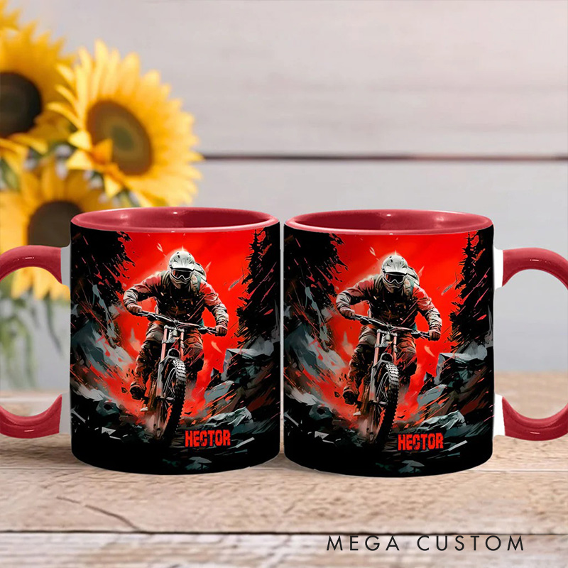 Personalized Cool Dirt Bike Motocross Dirt Bike Accent Mug for Cycling Lovers