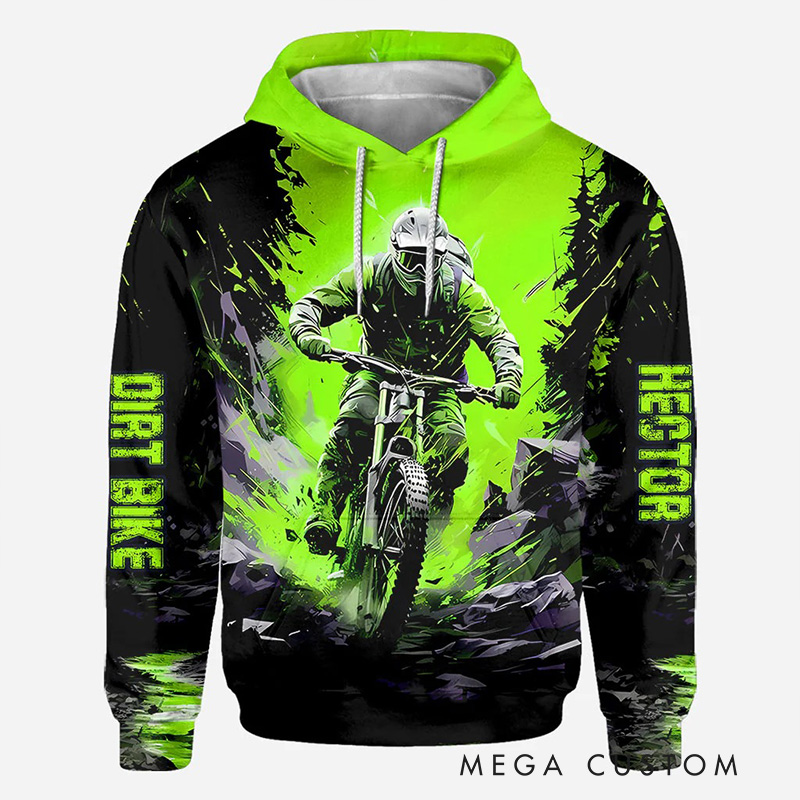 Personalized Dirt Bike All Over Shirt Hoodie Pullover Hoodie Custom Cycling Lover Hoodie Riding Sweatshirt Perfect Gift for Bikers and Outdoor Adventures