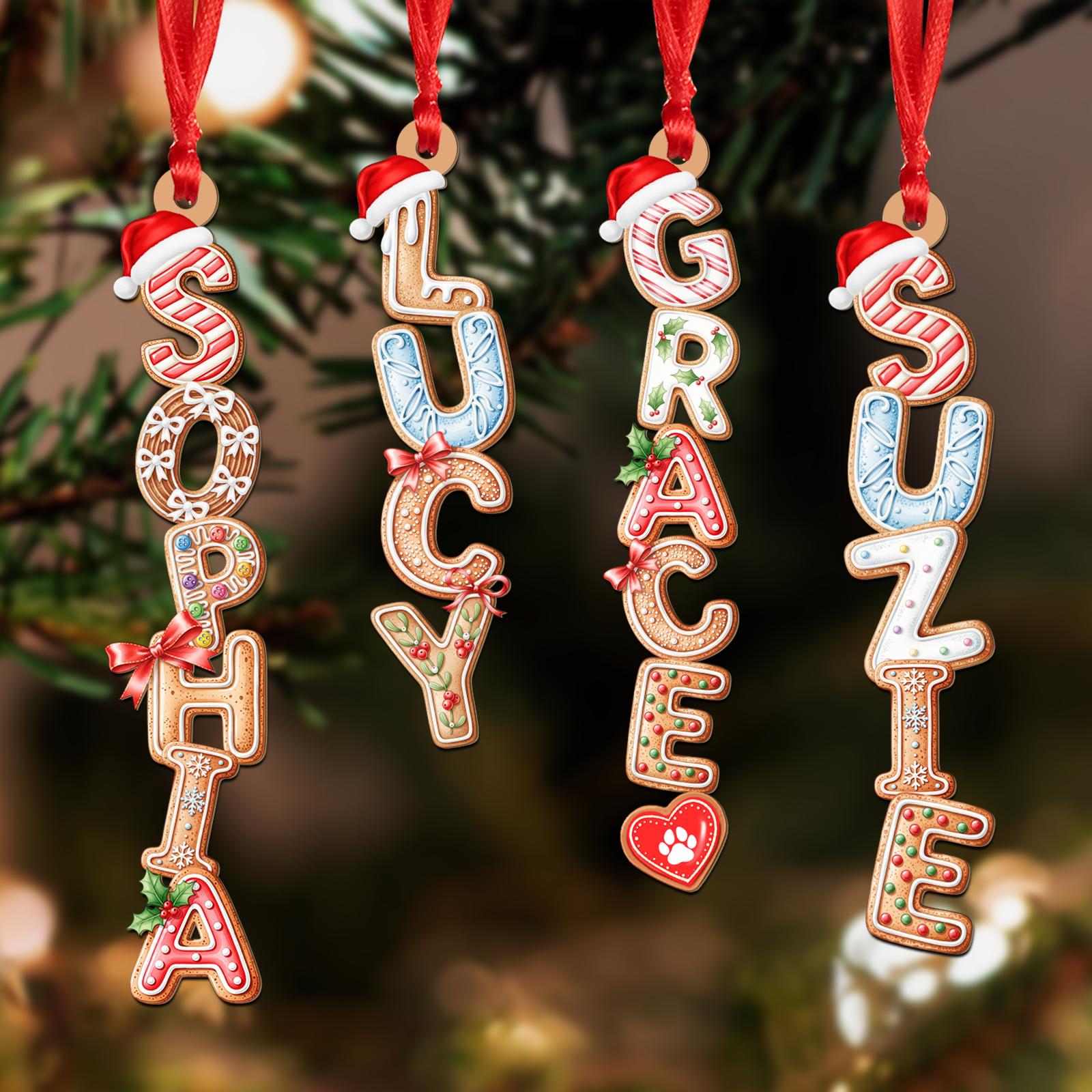 Personalized Gingerbread Alphabet Ornament for Kids Custom Gingerbread Alphabet Ornament 2025 Kids Name Ornament Christmas Tag for Stockings Kids Christmas Gifts Christmas Ornaments for Family