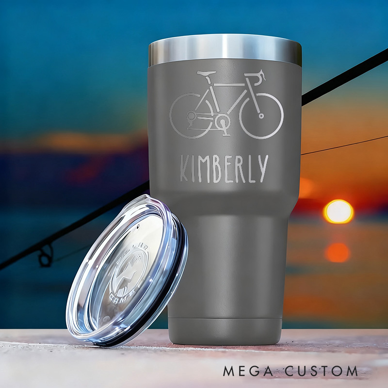 Personalized Engraved Bicycle Tumbler by Lifetime Creations Gift for Cycling Cyclist Biking Insulated Coffee Travel Mug Bike Stainless Steel Cup