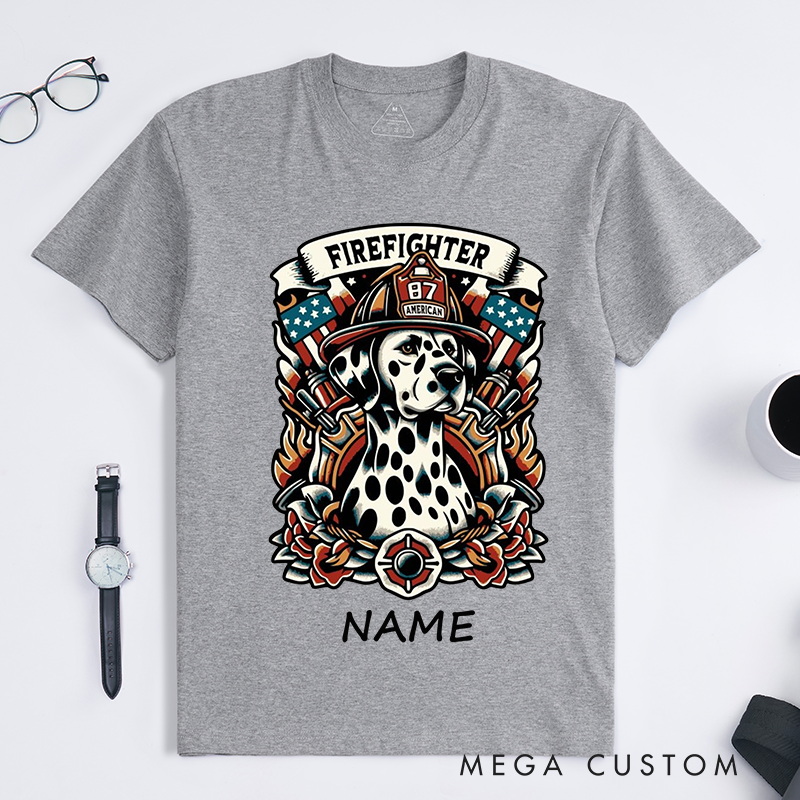[Copy]Personalized Fireman Firefighter Dalmatian Tribute Design Gift for Firefighter T-Shirt