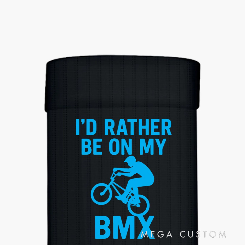 Personalized Id Rather Be on My BMX Socks Funny BMX Gift Bike Rider Socks BMX Lover Present for Him or Her