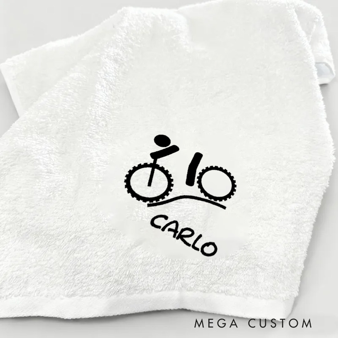 Personalized Embroidered Bicycle Towel Name with Sports Towel Gift for Triathletes Cyclist