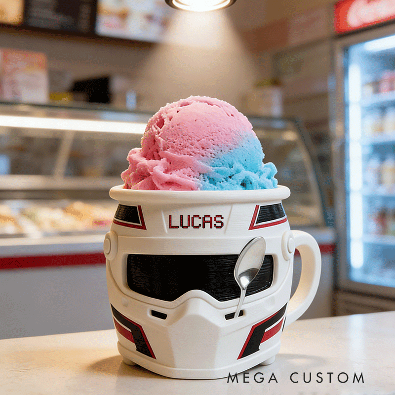 Personalized Helmet Shaped Ice Cream Pint Holder Funny and Useful Dessert Gift