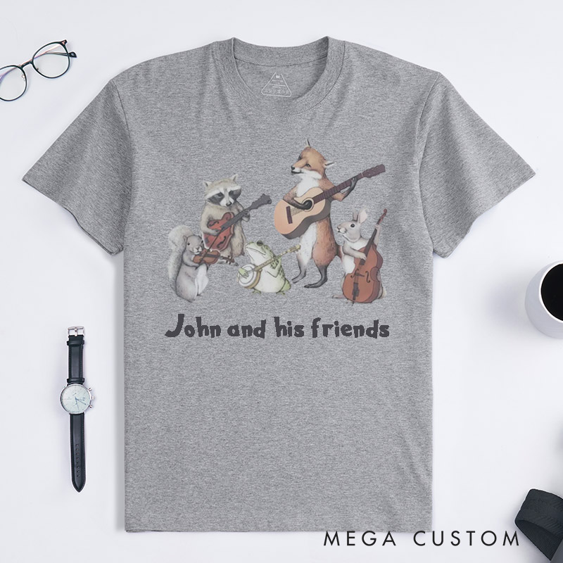 Personalized Animal Band Classic T-Shirts Custom Name Animal Friends Music Group Gift for Mens Womens Cute Animal Musician for Birthday Concert